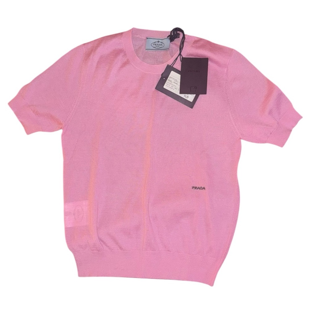Prada Designer Tee – Luxury Women’s Pink Short Sleeve T-Shirt - Lightweight Soft